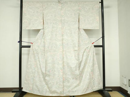 平和屋着物●本場大島紬　白大島　風景文　正絹　逸品　未使用　DABI5403op
