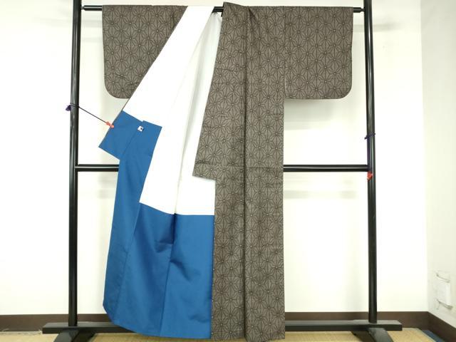 平和屋着物●本場大島紬　7マルキ　麻の葉文様　正絹　逸品　DABI5405op