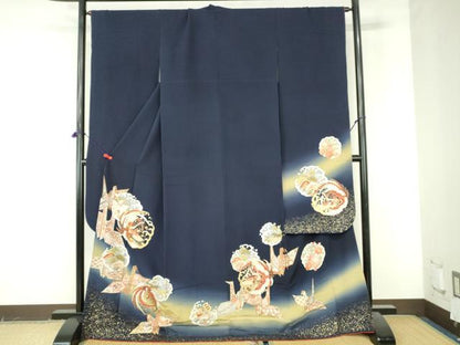 平和屋着物●豪華振袖　駒刺繍　鳳凰花松文　暈し染め　金彩　正絹　逸品　DABI5407op