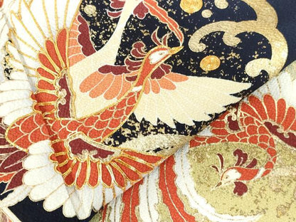 平和屋着物●豪華振袖　駒刺繍　鳳凰花松文　暈し染め　金彩　正絹　逸品　DABI5407op