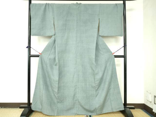 平和屋着物●結城紬　湊鼠色　正絹　逸品　DABI5409op