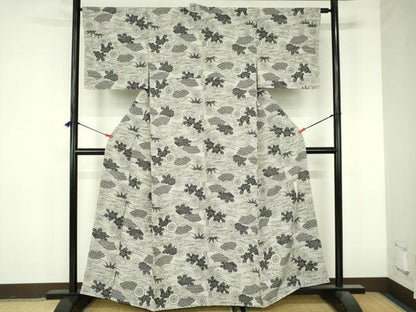 平和屋着物●人間国宝　南部芳松　突彫り　小紋　型染　流水花文　正絹　逸品　DABI5413op