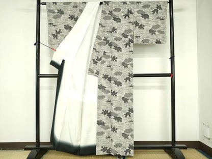 平和屋着物●人間国宝　南部芳松　突彫り　小紋　型染　流水花文　正絹　逸品　DABI5413op
