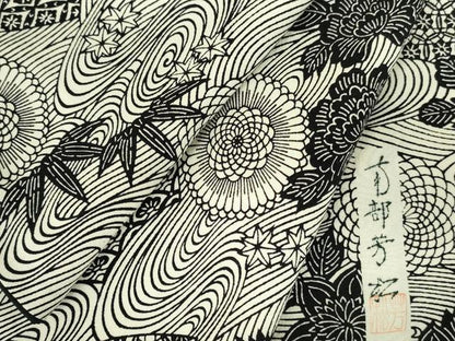 平和屋着物●人間国宝　南部芳松　突彫り　小紋　型染　流水花文　正絹　逸品　DABI5413op
