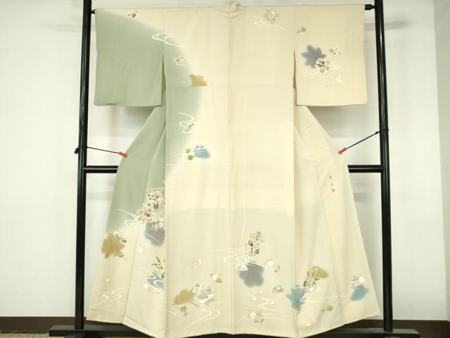 平和屋着物●西陣　京の名門　じゅらく謹製　帝王紫　訪問着　駒刺繍　舞花　暈し染め　金糸　正絹　逸品　DABI5414op