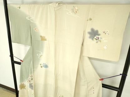 平和屋着物●西陣　京の名門　じゅらく謹製　帝王紫　訪問着　駒刺繍　舞花　暈し染め　金糸　正絹　逸品　DABI5414op