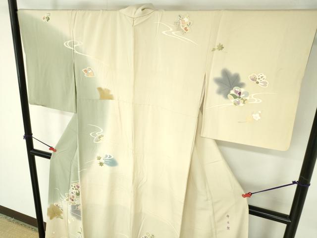 平和屋着物●西陣　京の名門　じゅらく謹製　帝王紫　訪問着　駒刺繍　舞花　暈し染め　金糸　正絹　逸品　DABI5414op