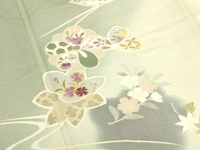 平和屋着物●西陣　京の名門　じゅらく謹製　帝王紫　訪問着　駒刺繍　舞花　暈し染め　金糸　正絹　逸品　DABI5414op
