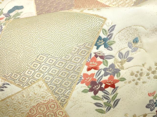 平和屋本店▼六通柄袋帯　唐織　四君子　純金箔　正絹　逸品　DABI5417op