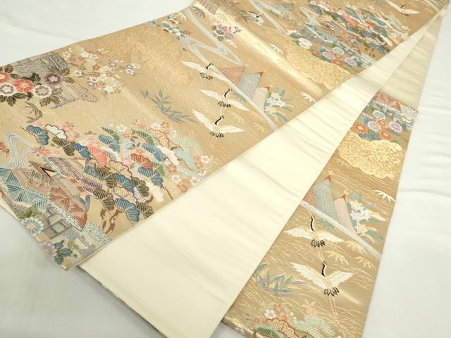 平和屋本店▼六通柄袋帯　唐織　松寿秀花文　本金糸　正絹　逸品　DABI5420op