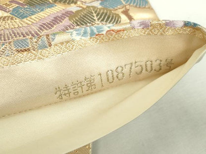 平和屋本店▼六通柄袋帯　唐織　松寿秀花文　本金糸　正絹　逸品　DABI5420op