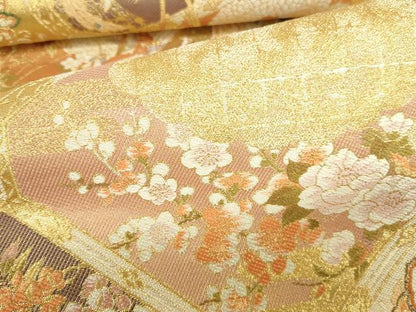 平和屋本店▼六通柄袋帯　唐織　鳳凰蜀江花文　本金箔　正絹　逸品　DABI5422op