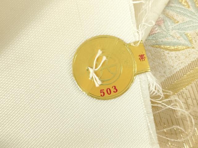 平和屋本店▼西陣の老舗　1782年創業　山下織物　六通柄袋帯　唐織　松皮取花車と鶴　純金箔　正絹　逸品　DABI5423op