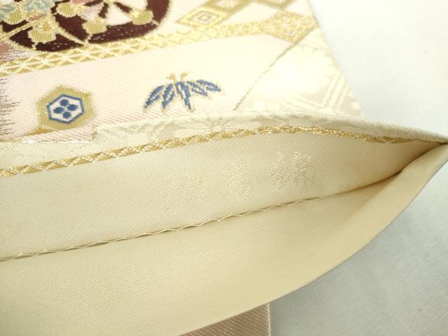 平和屋本店▼六通柄袋帯　唐織　宝尽くし地紙花文　拍寿錦　純金二重箔　正絹　逸品　DABI5424op