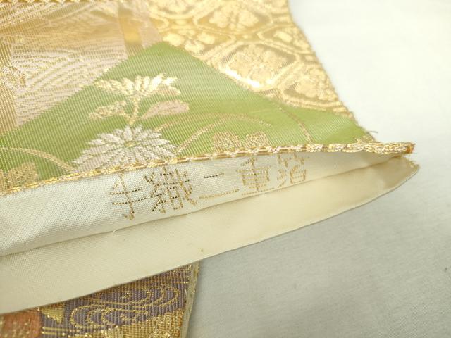 平和屋本店▼六通柄袋帯　裂取蒔絵文　手織二重箔　純金箔　正絹　逸品　DABI5425op