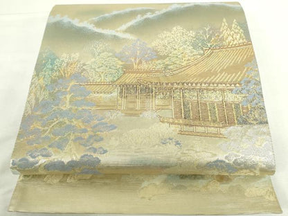 平和屋本店▼六通柄袋帯　天竜寺庭園　古都名園集　本金箔入　正絹　逸品　DABI5426op
