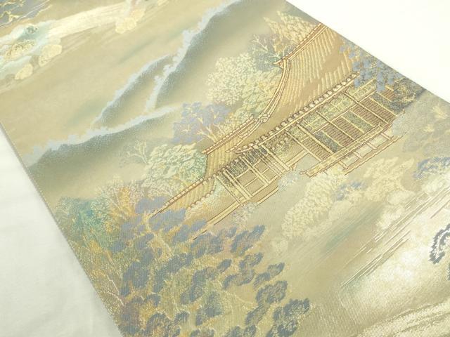 平和屋本店▼六通柄袋帯　天竜寺庭園　古都名園集　本金箔入　正絹　逸品　DABI5426op