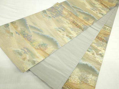 平和屋本店▼六通柄袋帯　天竜寺庭園　古都名園集　本金箔入　正絹　逸品　DABI5426op