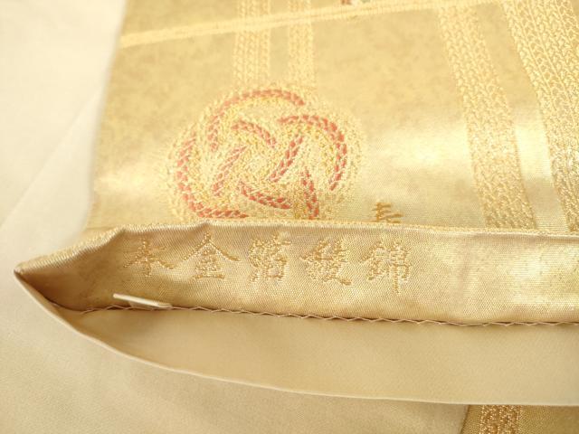 平和屋本店▼六通柄袋帯　唐織　薬玉九重招福寺　本金箔綾錦　正絹　逸品　DABI5429op
