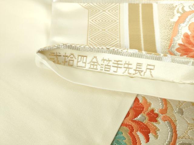 平和屋本店▼六通柄袋帯　唐織　亀甲取華文　弐拾四金箔　正絹　逸品　未使用　DABI5431op