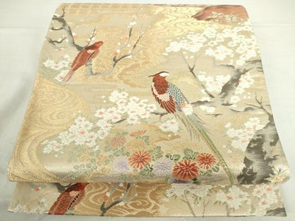 平和屋本店▼六通柄袋帯　唐織　大奥絵巻　弐拾四金二重織　正絹　逸品　DABI5433op
