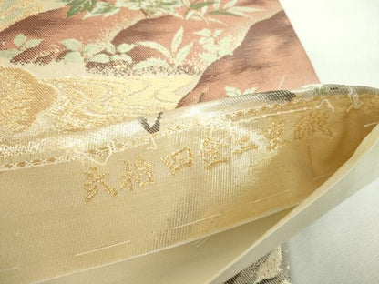 平和屋本店▼六通柄袋帯　唐織　大奥絵巻　弐拾四金二重織　正絹　逸品　DABI5433op