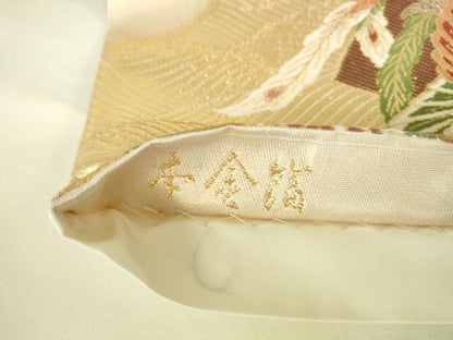 平和屋本店▼六通柄袋帯　唐織　扇面鳳凰文　本金箔　正絹　逸品　DABI5436op