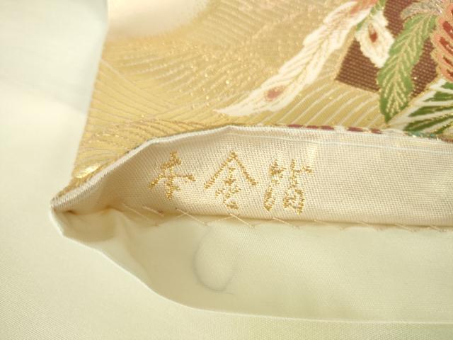 平和屋本店▼六通柄袋帯　唐織　扇面鳳凰文　本金箔　正絹　逸品　DABI5436op