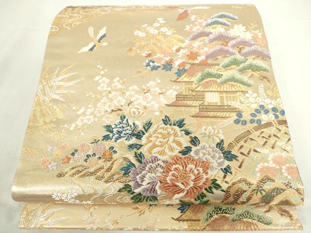 平和屋本店▼六通柄袋帯　唐織　正倉院離宮紋　本金二重箔　正絹　逸品　DABI5437op