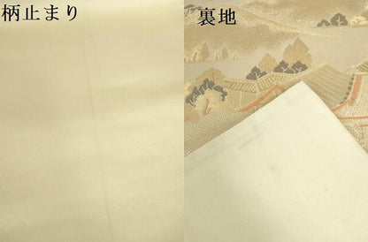 平和屋本店▼六通柄袋帯　平等院全景　純金二重箔　正絹　逸品　DABI5441op