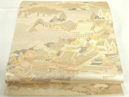 平和屋本店▼六通柄袋帯　平等院全景　純金二重箔　正絹　逸品　DABI5441op