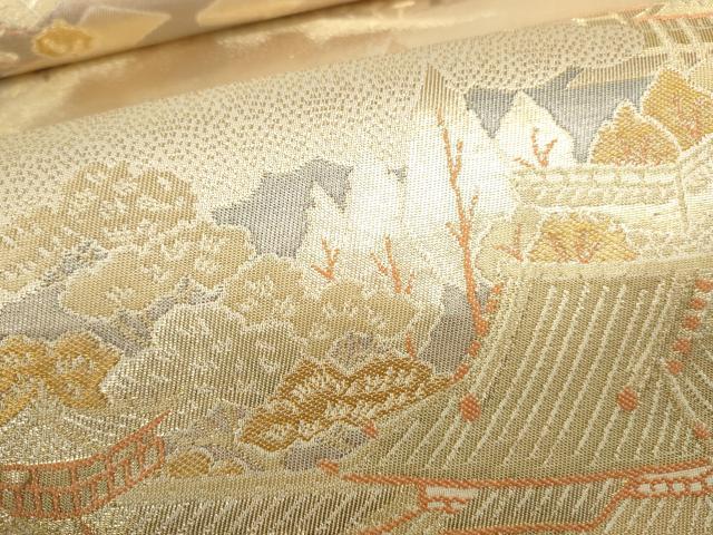 平和屋本店▼六通柄袋帯　平等院全景　純金二重箔　正絹　逸品　DABI5441op