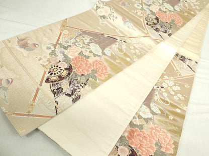 平和屋本店▼六通柄袋帯　唐織　花車文　本金箔二重織　正絹　逸品　DABI5450op