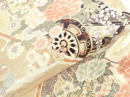 平和屋本店▼六通柄袋帯　唐織　花車文　本金箔二重織　正絹　逸品　DABI5450op