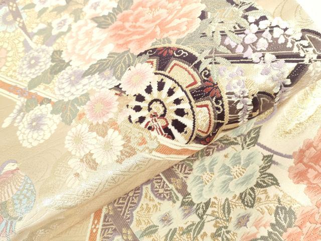 平和屋本店▼六通柄袋帯　唐織　花車文　本金箔二重織　正絹　逸品　DABI5450op