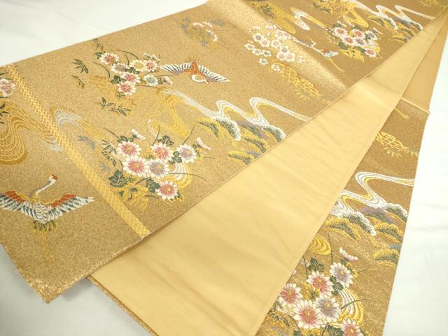 平和屋本店▼西陣　六通柄袋帯　唐織　花鳥屏風絵巻　妙金箔24K　正絹　逸品　DABI5452op