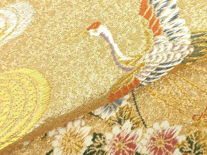 平和屋本店▼西陣　六通柄袋帯　唐織　花鳥屏風絵巻　妙金箔24K　正絹　逸品　DABI5452op