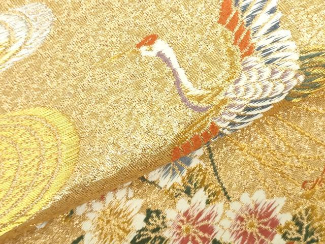 平和屋本店▼西陣　六通柄袋帯　唐織　花鳥屏風絵巻　妙金箔24K　正絹　逸品　DABI5452op
