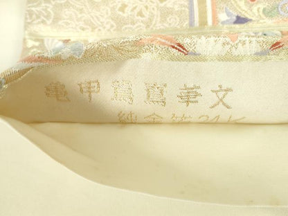 平和屋本店▼六通柄袋帯　唐織　亀甲鴛鴦華文　純金箔24K　正絹　逸品　DABI5453op