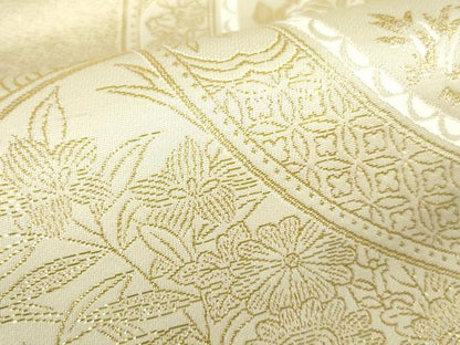 平和屋本店▼六通柄袋帯　唐織　花鳥絵皿文　九百紋織錦　本金箔　正絹　逸品　DABI5455op