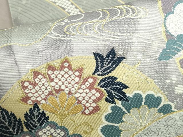 平和屋着物▼六通柄袋帯　正倉院道長花文　静金彩錦織　正絹　逸品　DABI5456op