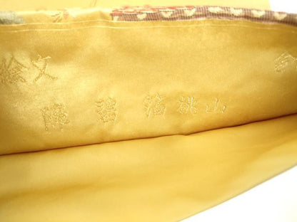 平和屋本店●太鼓柄袋帯　唐織　障碧桃山　都大路絵文　金泥箔　本金箔　正絹　逸品　DABI5457op