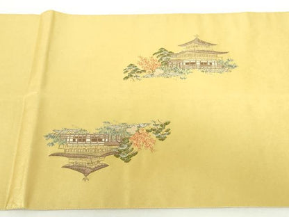 平和屋本店●太鼓柄袋帯　唐織　障碧桃山　都大路絵文　金泥箔　本金箔　正絹　逸品　DABI5457op