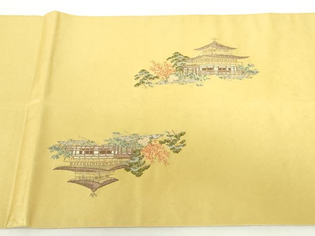 平和屋本店●太鼓柄袋帯　唐織　障碧桃山　都大路絵文　金泥箔　本金箔　正絹　逸品　DABI5457op