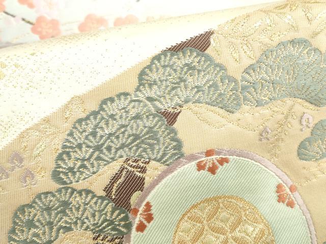 平和屋本店▼六通柄袋帯　唐織　王朝絵巻之図　24純金箔　正絹　逸品　DABI5459op