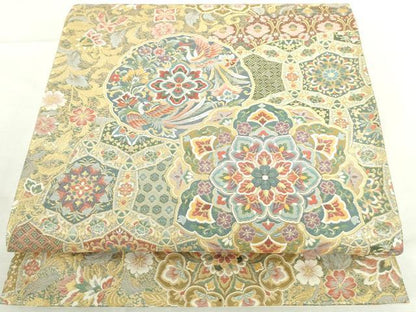 平和屋本店▼六通柄袋帯　正倉院鳳凰花文　本金箔　正絹　逸品　未使用　DABI5460op