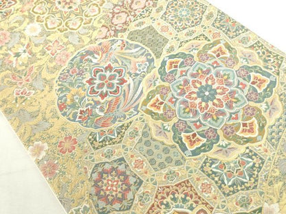 平和屋本店▼六通柄袋帯　正倉院鳳凰花文　本金箔　正絹　逸品　未使用　DABI5460op