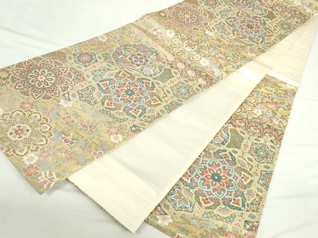 平和屋本店▼六通柄袋帯　正倉院鳳凰花文　本金箔　正絹　逸品　未使用　DABI5460op