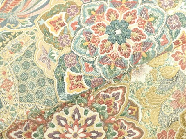 平和屋本店▼六通柄袋帯　正倉院鳳凰花文　本金箔　正絹　逸品　未使用　DABI5460op