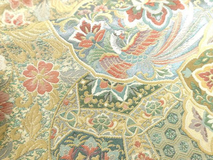 平和屋本店▼六通柄袋帯　正倉院鳳凰花文　本金箔　正絹　逸品　未使用　DABI5460op